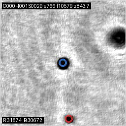 Extracted and tracked pair of colliding water droplets, example one