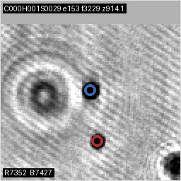 Extracted and tracked pair of colliding water droplets, example two