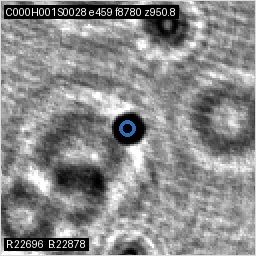 Extracted and tracked pair of colliding water droplets, example three